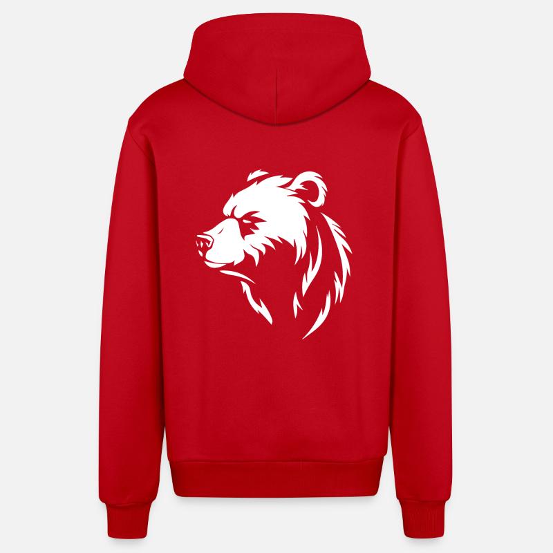Ours - Veste à capuche bio décontractée fabriquée en UE - rouge