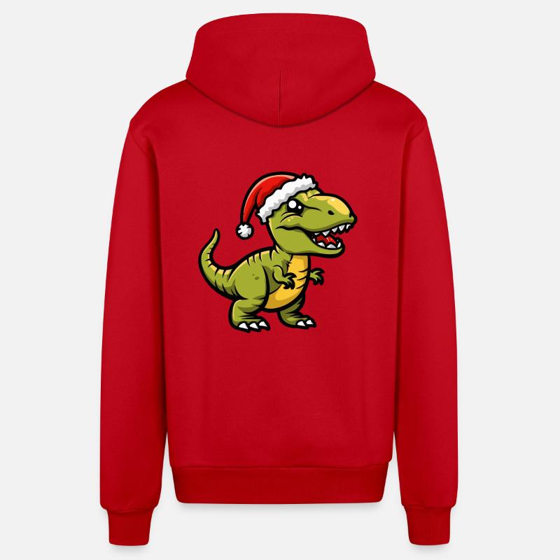 Dinosaure T-Rex Noël - Veste à capuche bio décontractée fabriquée en UE - rouge