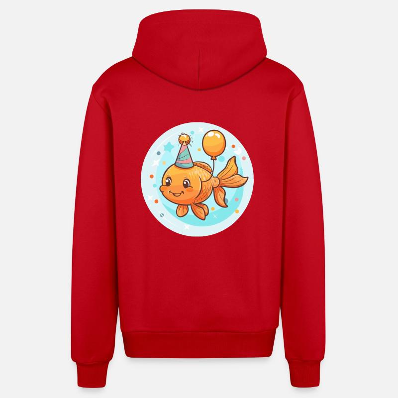 Poisson rouge anniversaire bébé - Veste à capuche bio décontractée fabriquée en UE - rouge