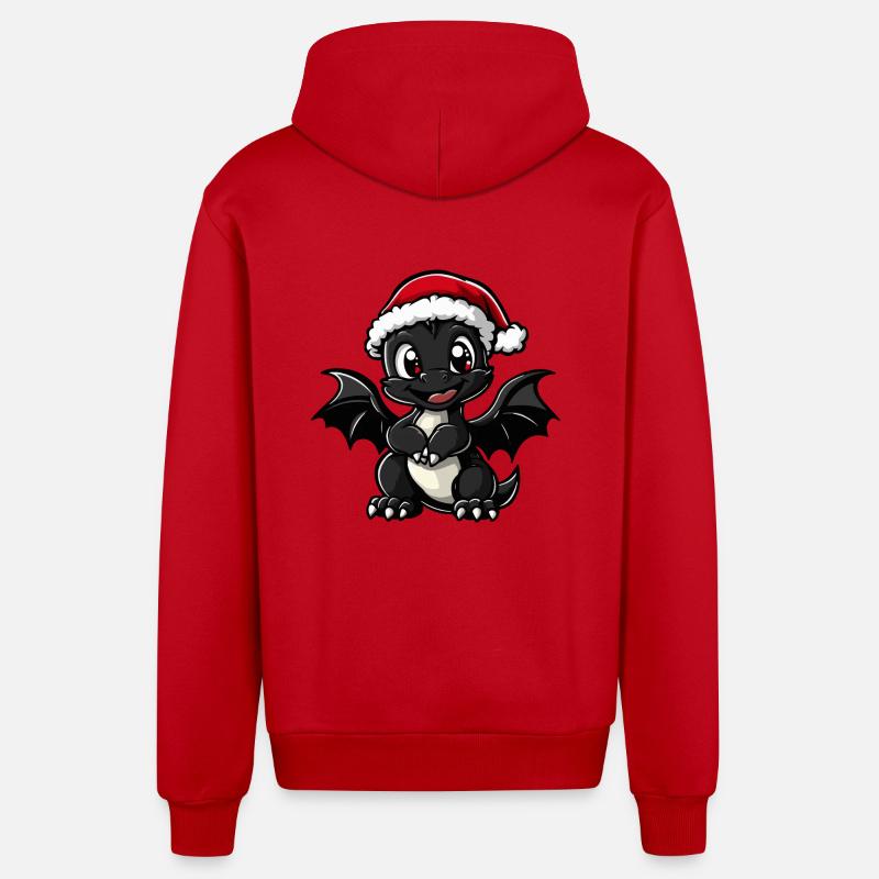 Dragon Noël Noël - Veste à capuche bio décontractée fabriquée en UE - rouge