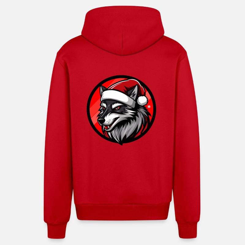 Noël loup Noël - Veste à capuche bio décontractée fabriquée en UE - rouge