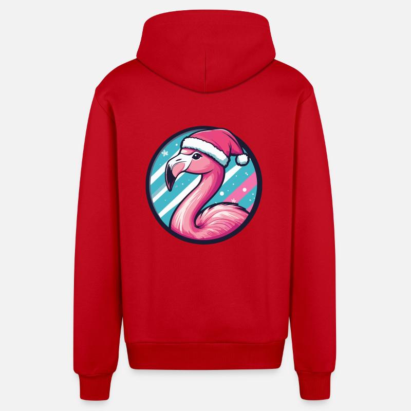 Flamingo Noël Noël - Veste à capuche bio décontractée fabriquée en UE - rouge
