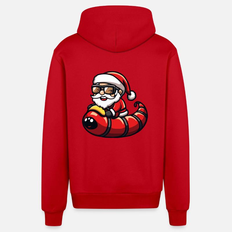 ver Père Noël dessin animé - Veste à capuche bio décontractée fabriquée en UE - rouge