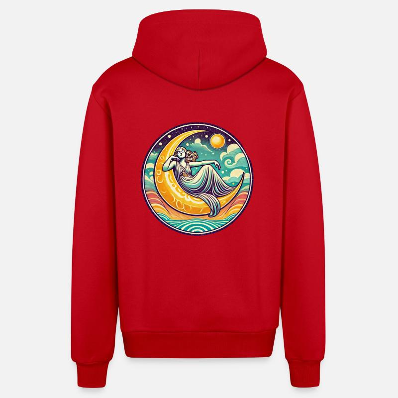 Déesse de la Lune - Veste à capuche bio décontractée fabriquée en UE - rouge