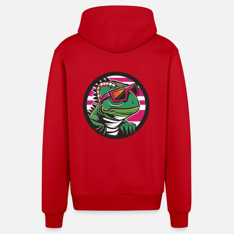 Caméléon Bande dessinée cool - Veste à capuche bio décontractée fabriquée en UE - rouge