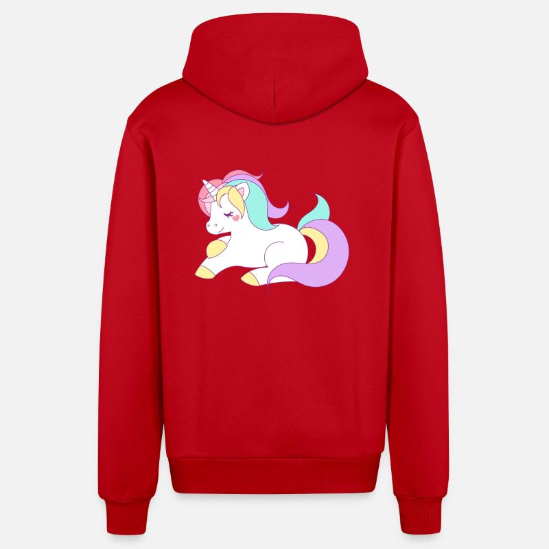 licorne - Veste à capuche bio décontractée fabriquée en UE - rouge