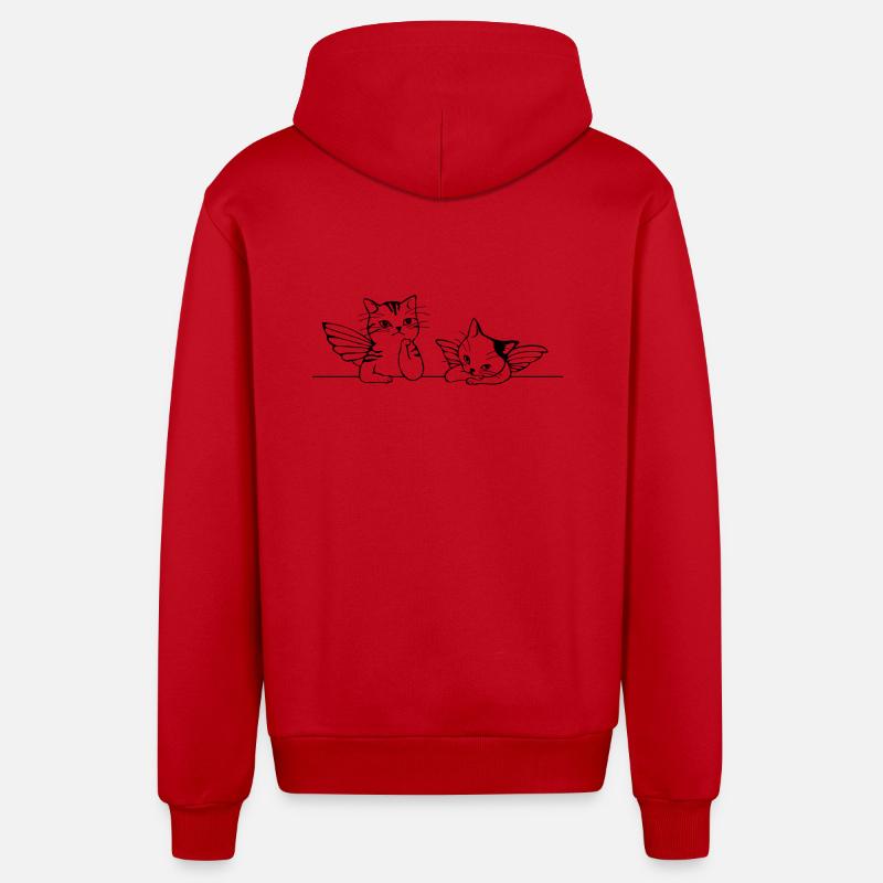 idée cadeau de chat Ange - Veste à capuche bio décontractée fabriquée en UE - rouge