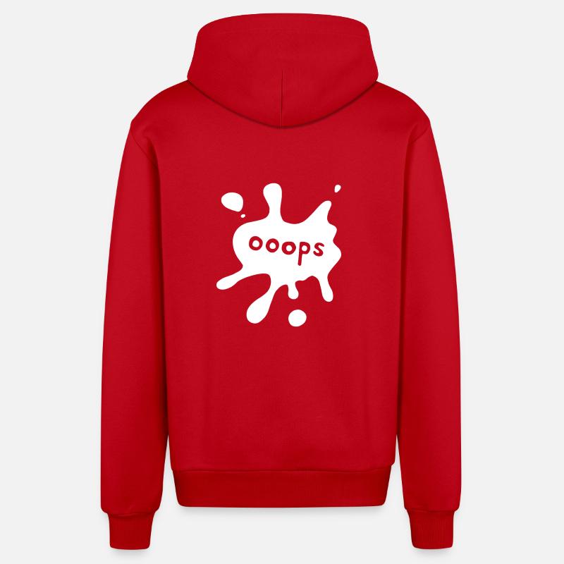 Ooops blanc tache - Veste à capuche bio décontractée fabriquée en UE - rouge