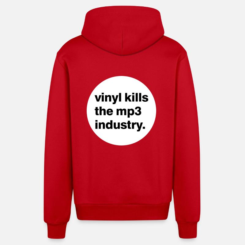 Vinyle tue l'industrie mp3. - Veste à capuche bio décontractée fabriquée en UE - rouge