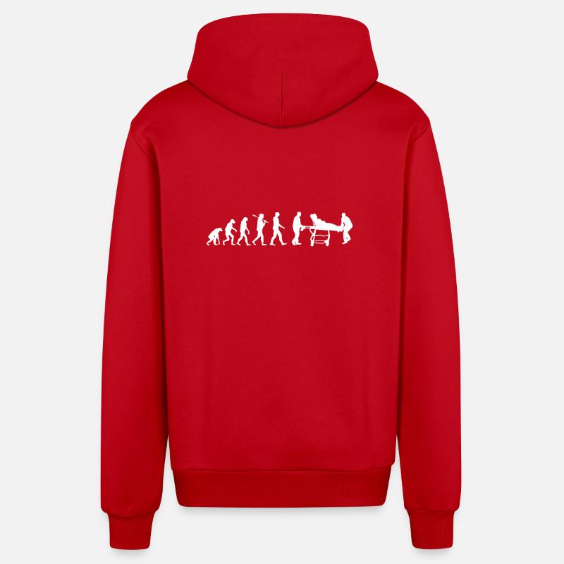 Paramedic Shirt · Evolution · Rescue Service - Organic Relaxed Hooded Jacket Made in EU - red