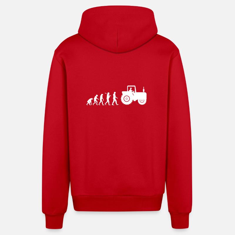 Tracteur Agriculture Evolution Gift - Veste à capuche bio décontractée fabriquée en UE - rouge