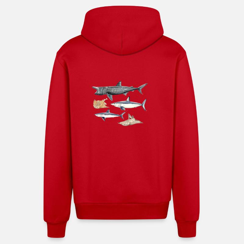 Requins - Requins - Requins - Veste à capuche bio décontractée fabriquée en UE - rouge