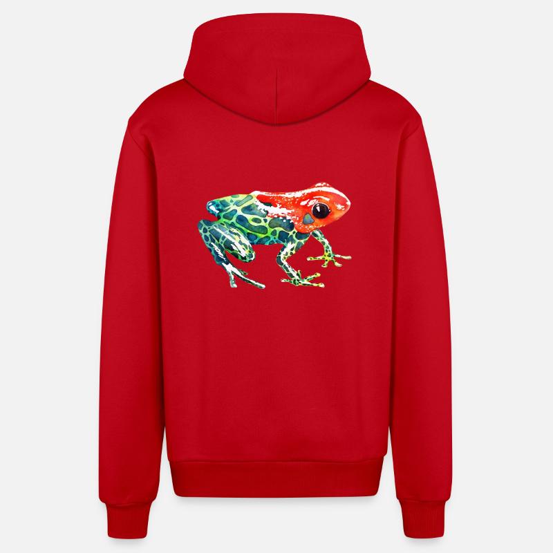 Grenouille avec une tête rouge - Veste à capuche bio décontractée fabriquée en UE - rouge