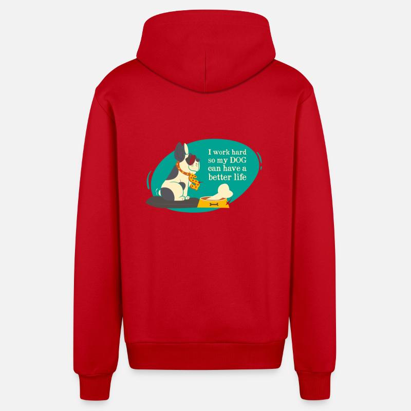 chien - Veste à capuche bio décontractée fabriquée en UE - rouge
