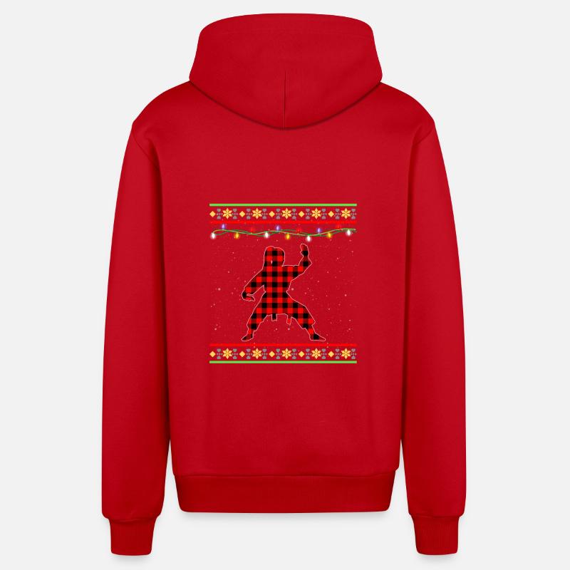 Karaté Noël - Veste à capuche bio décontractée fabriquée en UE - rouge