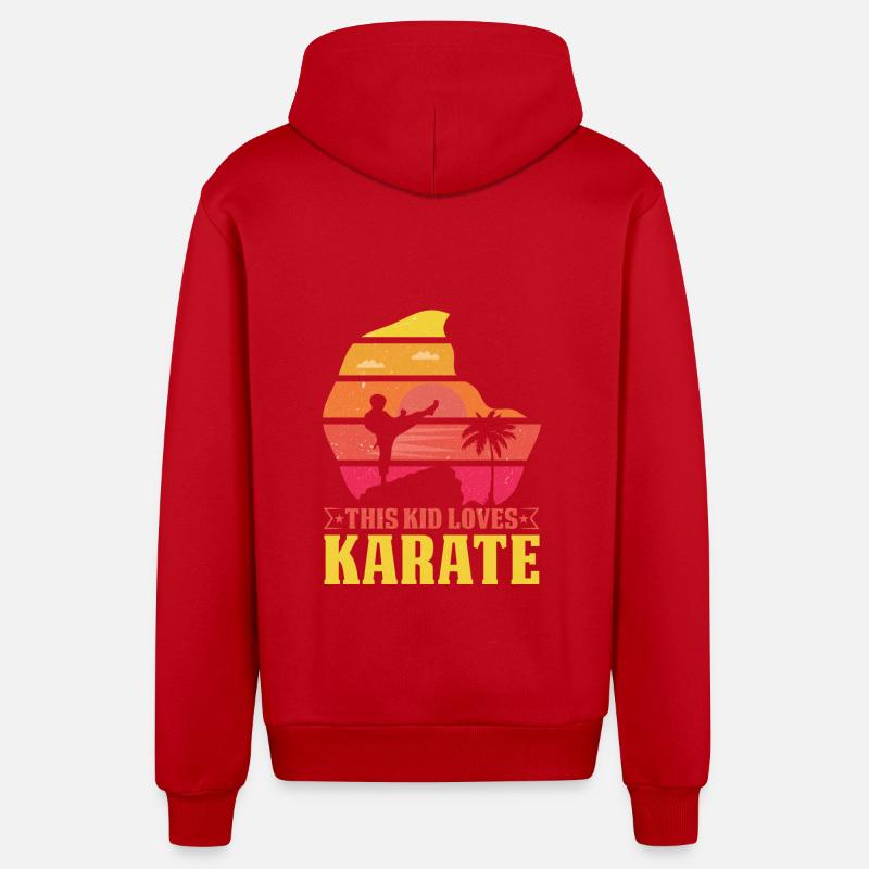 This Kid loves Karate - Organic Relaxed Hooded Jacket Made in EU - red