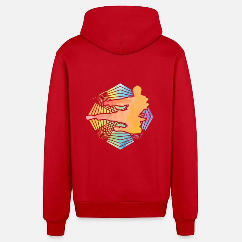 Karaté - Veste à capuche bio décontractée fabriquée en UE - rouge