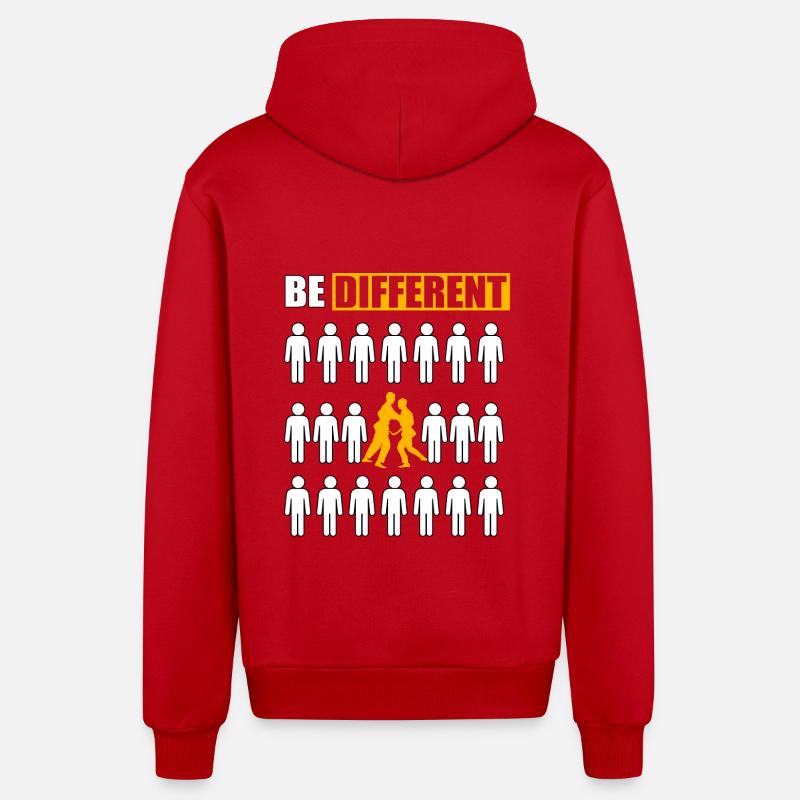 Être différent Judo - Veste à capuche bio décontractée fabriquée en UE - rouge