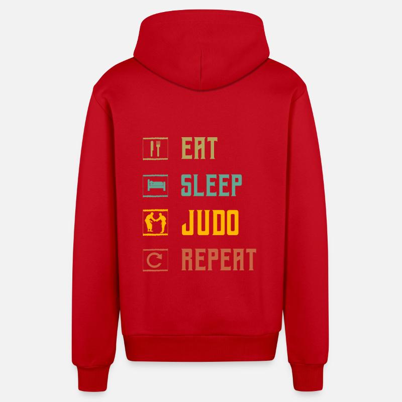 Manger Dormir Judo Répéter - Veste à capuche bio décontractée fabriquée en UE - rouge