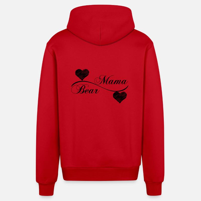 Ours Mama - Veste à capuche bio décontractée fabriquée en UE - rouge