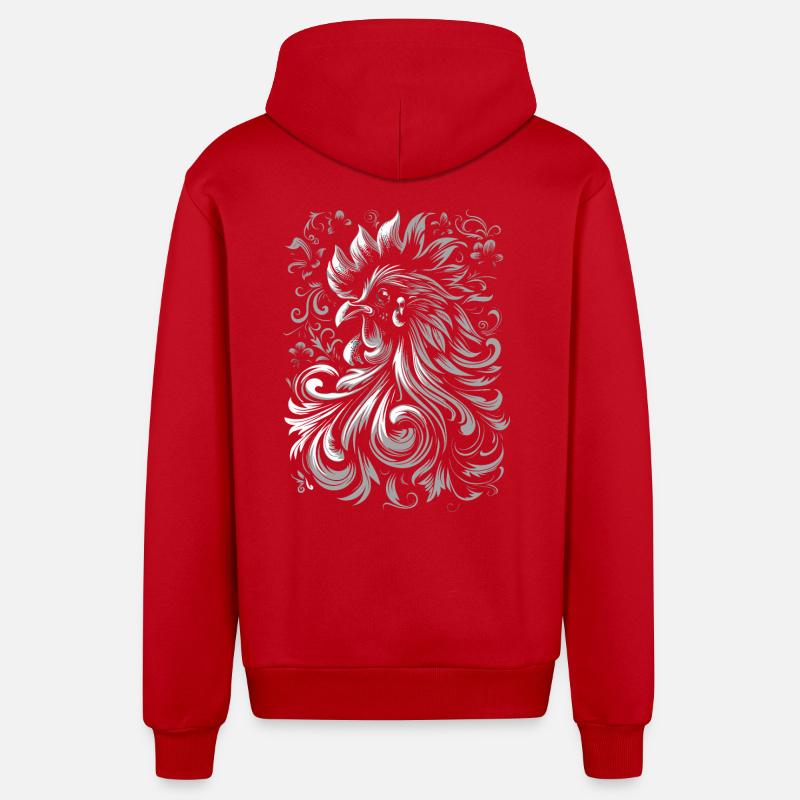 Art du poulet - Veste à capuche bio décontractée fabriquée en UE - rouge
