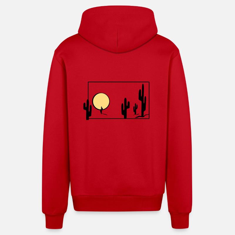 cactus sun bonaire - paysage - Veste à capuche bio décontractée fabriquée en UE - rouge