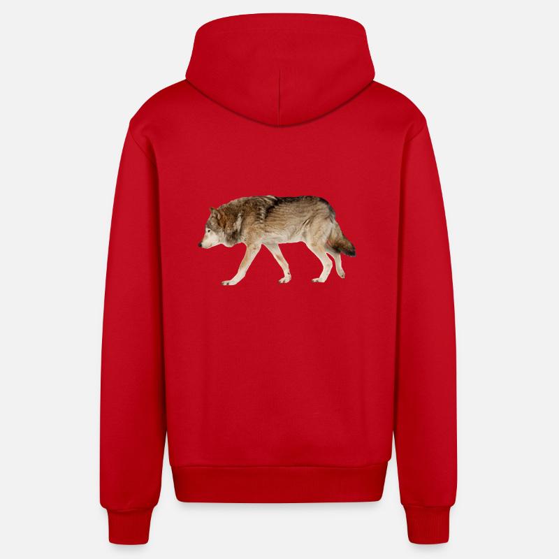 Loup - Veste à capuche bio décontractée fabriquée en UE - rouge