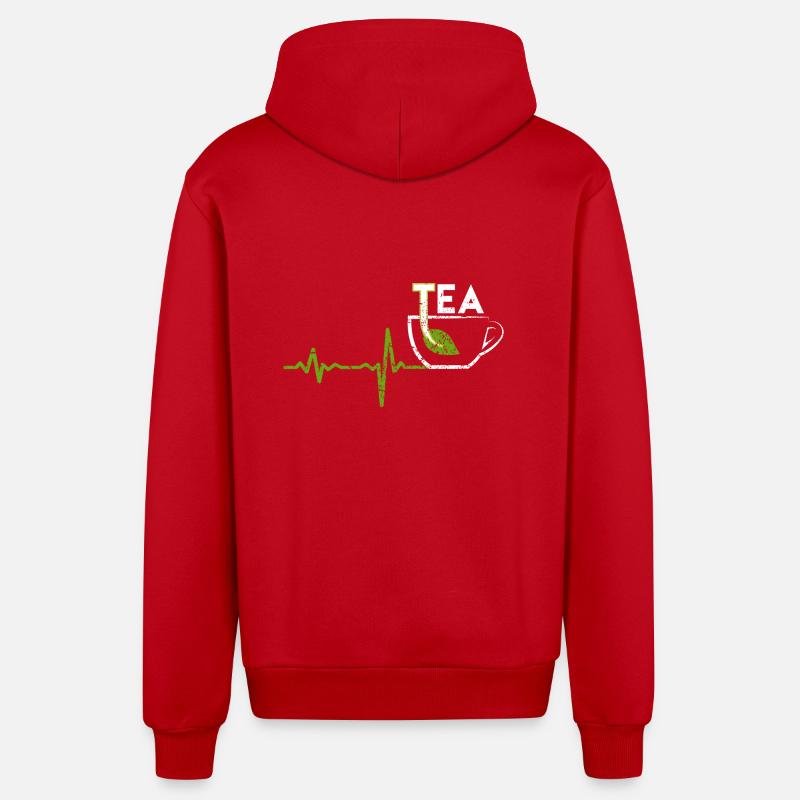 Cadeau de thé Heartbeat - Veste à capuche bio décontractée fabriquée en UE - rouge