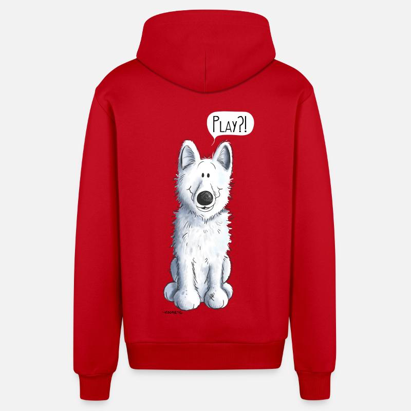 Schweizer Schäferhund Play - Organic Relaxed Kapuzenjacke Made in EU - Rot