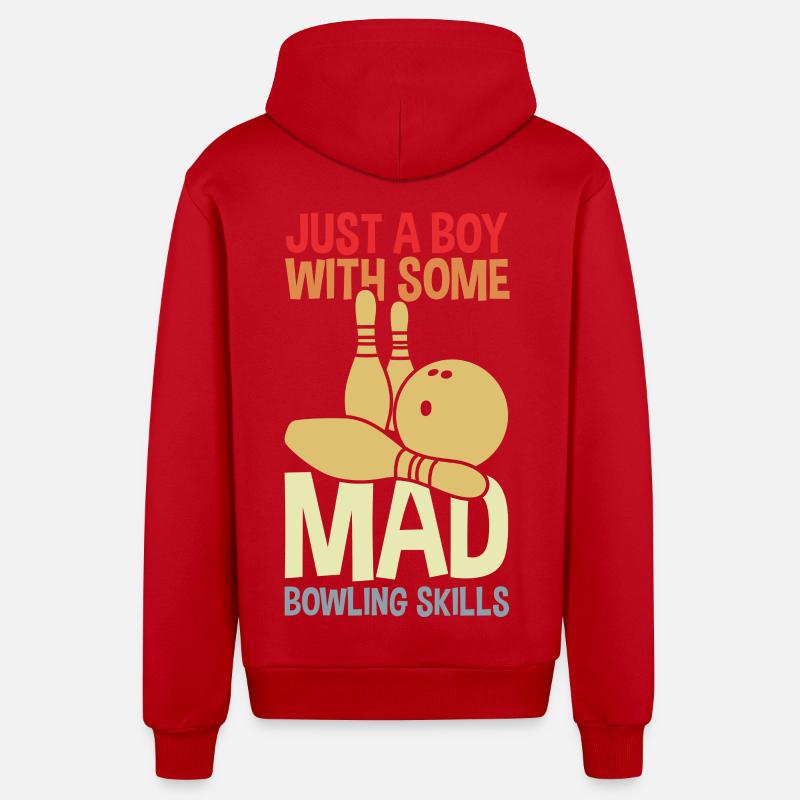 Drôle de garçon de bowling - Veste à capuche bio décontractée fabriquée en UE - rouge