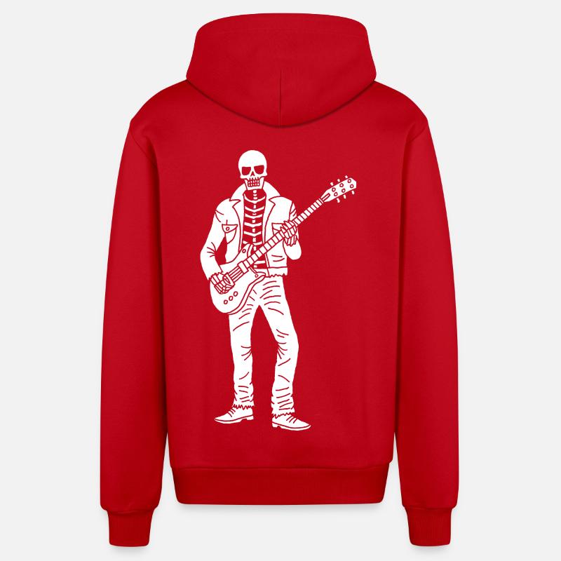 Squelette guitariste (blanc) - Veste à capuche bio décontractée fabriquée en UE - rouge