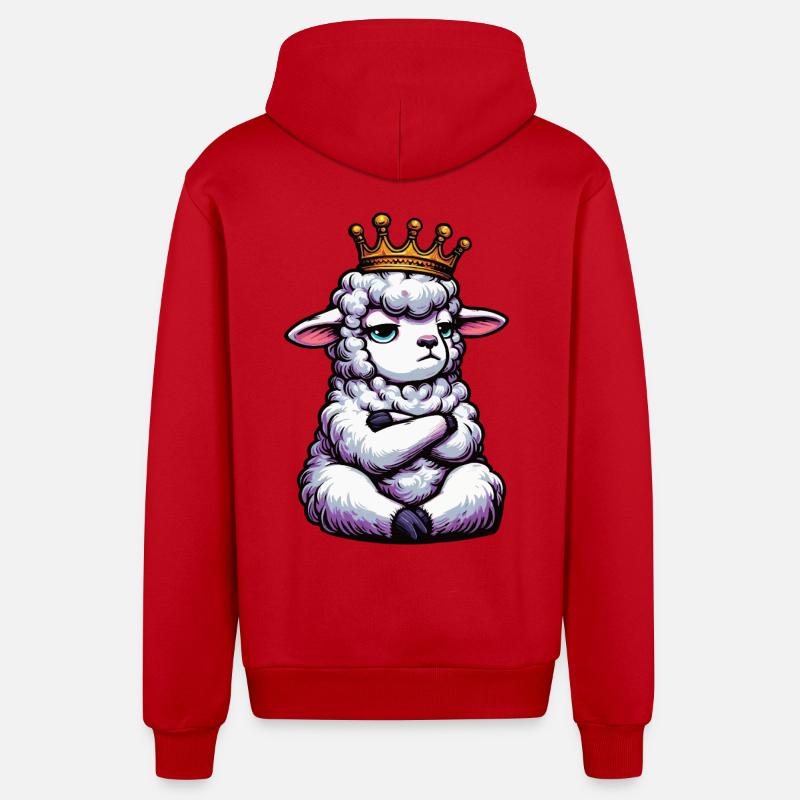 Sheep Sheep Shepherd Sheep Keeper Ram - Organic Relaxed Hooded Jacket Made in EU - red