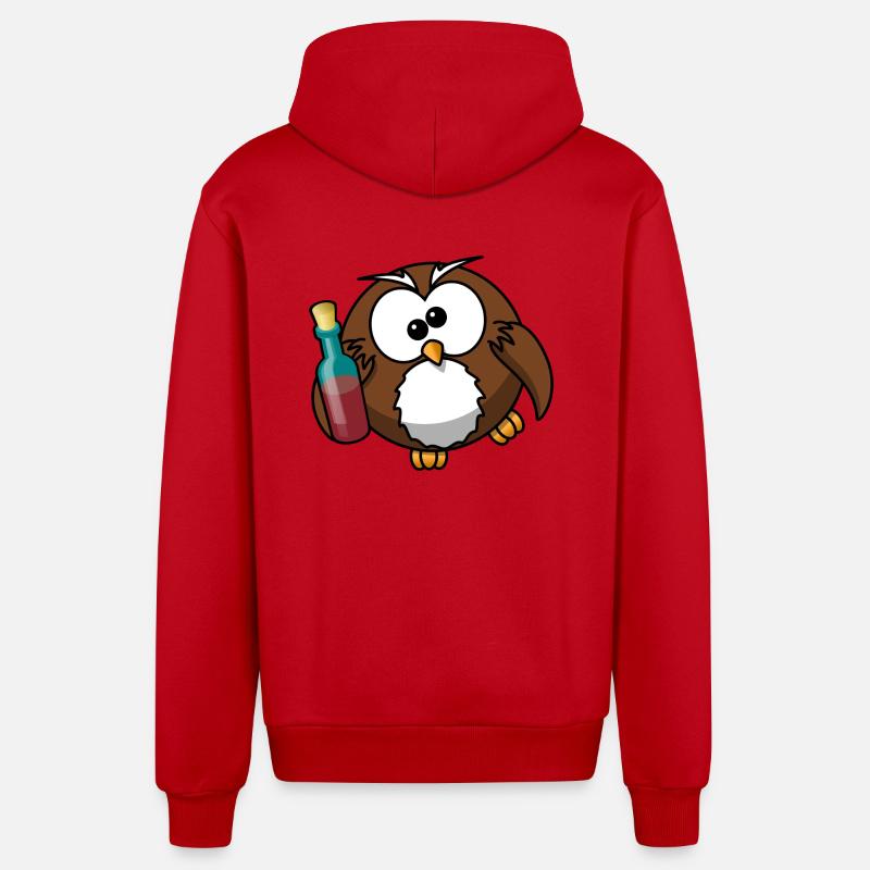 Besoffene Eule - Organic Relaxed Kapuzenjacke Made in EU - Rot