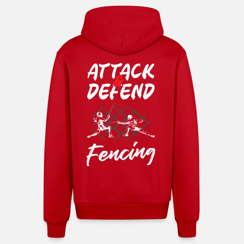 Attaquer et défendre l’escrime - Veste à capuche bio décontractée fabriquée en UE - rouge