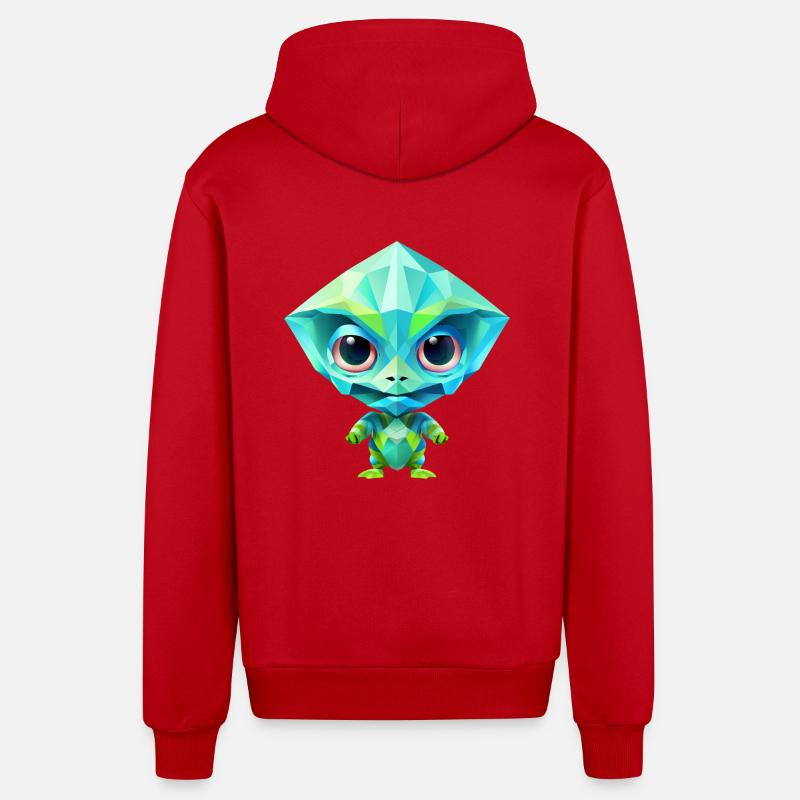 Polygone vert extraterrestre extraterrestre - Veste à capuche bio décontractée fabriquée en UE - rouge