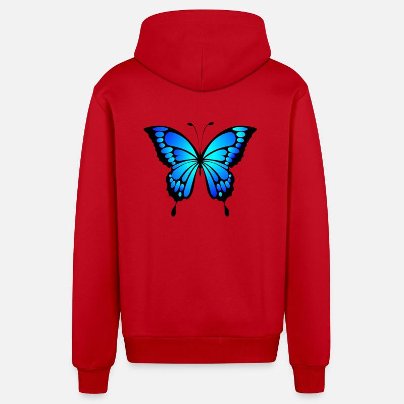 papillon - Veste à capuche bio décontractée fabriquée en UE - rouge