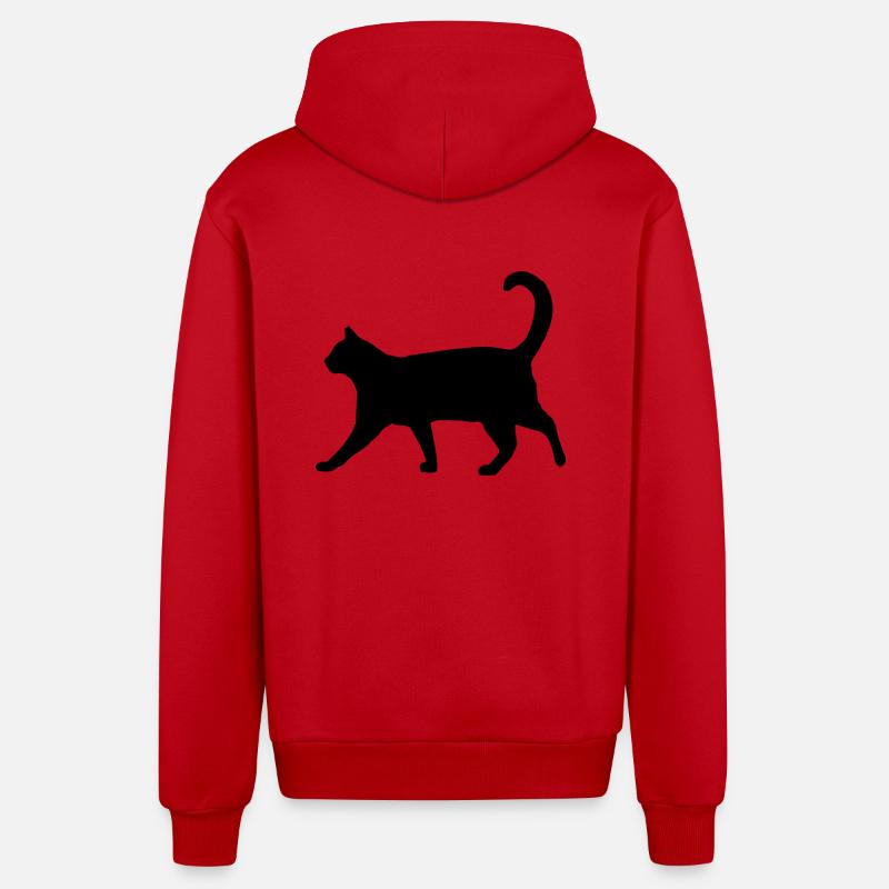 Silhouette de chat classique - Veste à capuche bio décontractée fabriquée en UE - rouge