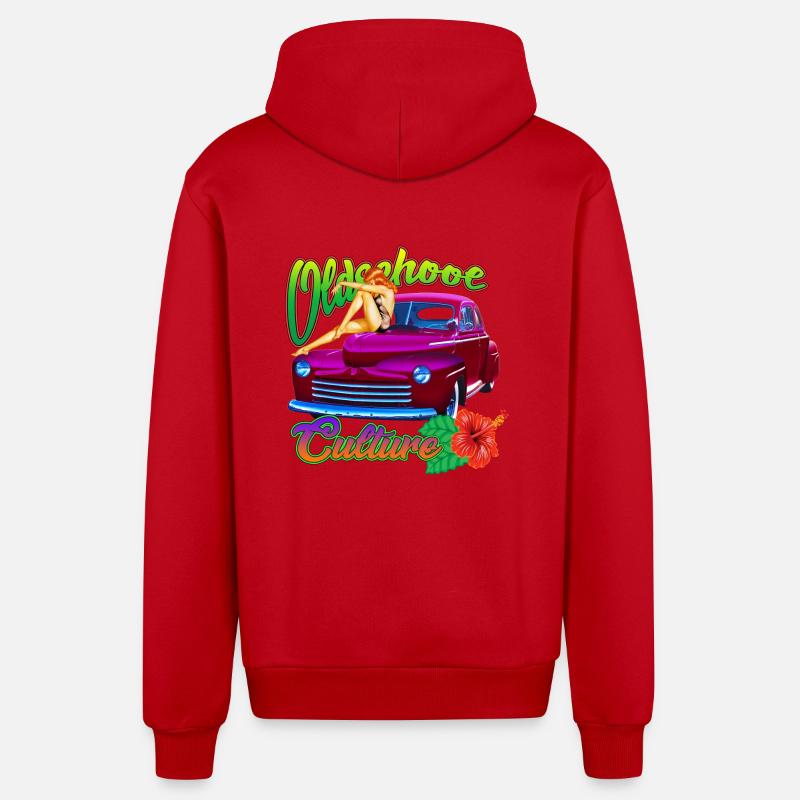 Voiture de pin-up - Veste à capuche bio décontractée fabriquée en UE - rouge