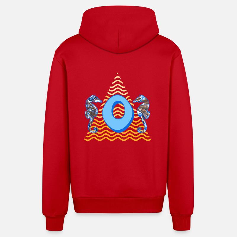 Hippocampe E 262 O - Veste à capuche bio décontractée fabriquée en UE - rouge