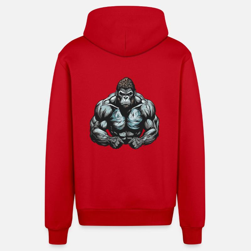 Gorilla Gym Muscles Bête - Veste à capuche bio décontractée fabriquée en UE - rouge