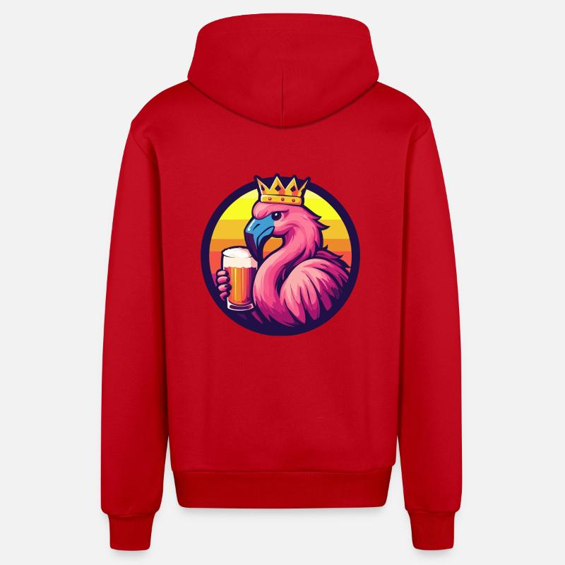 Flamingo Beer Comic - Organic Relaxed Hooded Jacket Made in EU - red