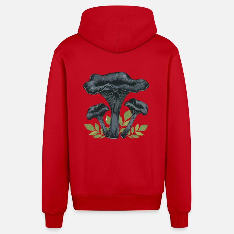 Champignon trompette noir - Veste à capuche bio décontractée fabriquée en UE - rouge