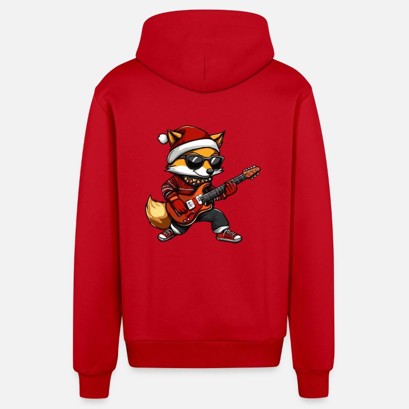 Guitare de Noël Fox - Veste à capuche bio décontractée fabriquée en UE - rouge
