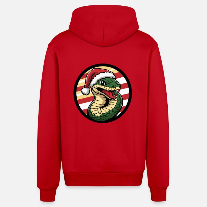 Serpent Cobra Animal de Noël - Veste à capuche bio décontractée fabriquée en UE - rouge