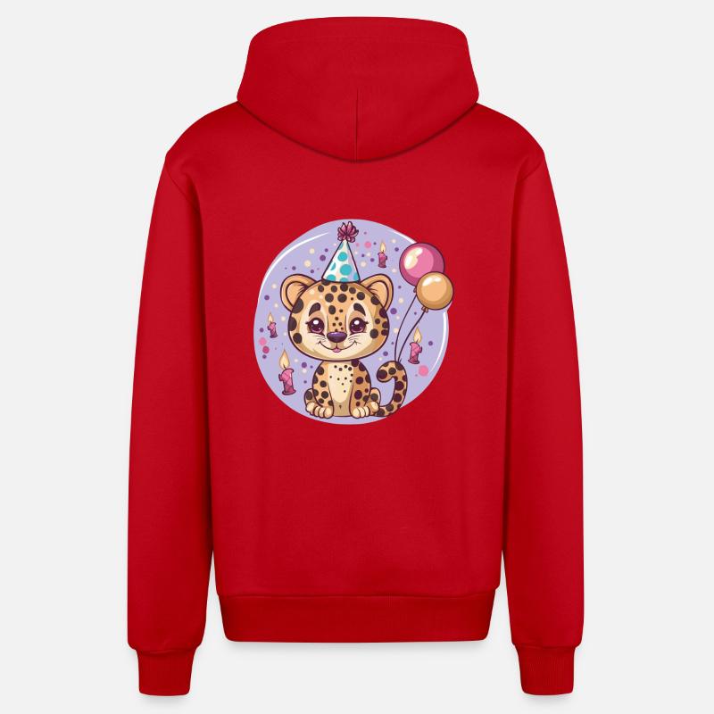 Bande dessinée d’anniversaire léopard - Veste à capuche bio décontractée fabriquée en UE - rouge