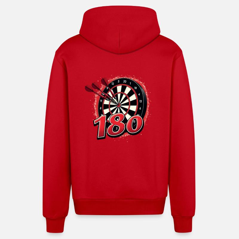 Fléchettes Dartpfeil Fléchettes 180 Triple - Veste à capuche bio décontractée fabriquée en UE - rouge