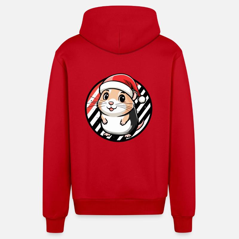 Noël Hamster Noël - Veste à capuche bio décontractée fabriquée en UE - rouge