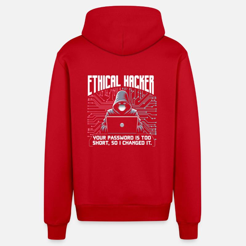 Hacker éthique - Veste à capuche bio décontractée fabriquée en UE - rouge