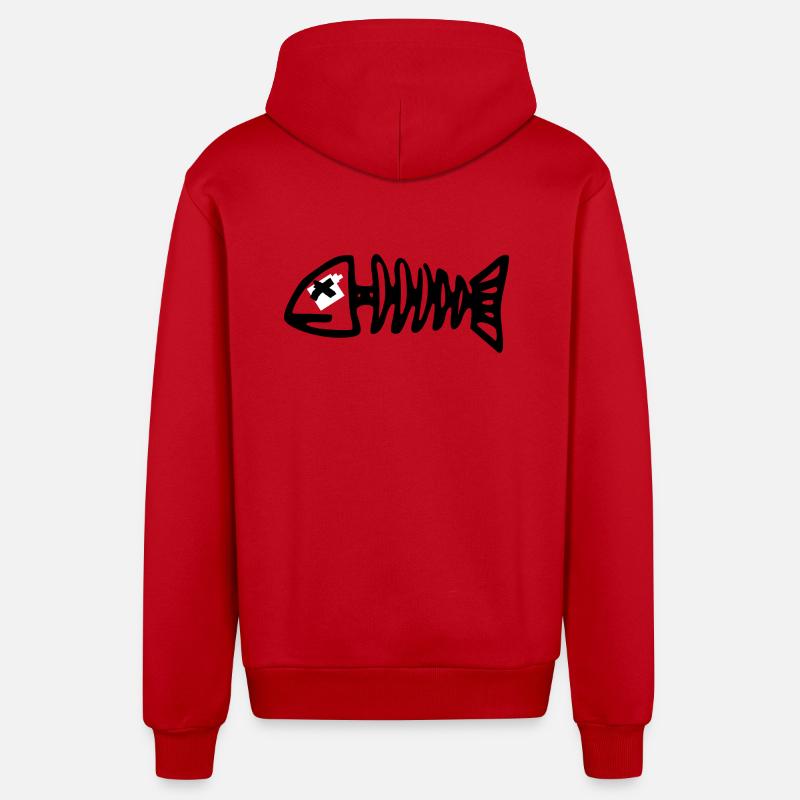 arête de poisson - Veste à capuche bio décontractée fabriquée en UE - rouge