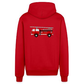 feuerwehr feuerwehrmann firefighter firetruck fire - Organic Relaxed Kapuzenjacke Made in EU - Rot - Hinten